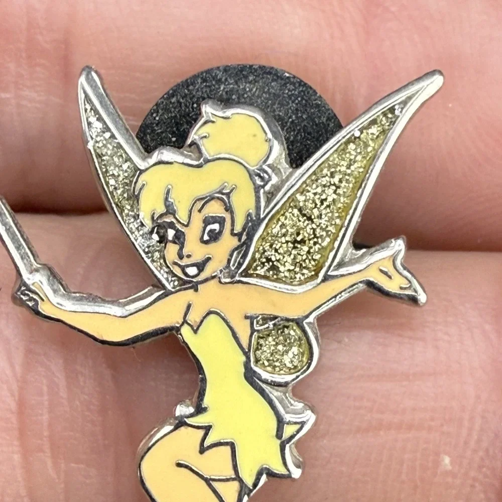 Vintage Disney Pin Tinkerbell Disneyland Resort Exclusive Silver Tone Glitter